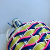 Scoubidou bottle with blue pink and yellow handle 70s