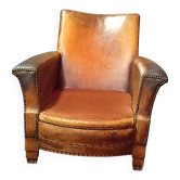 Fauteuil en cuir français – Art Déco vers 1915-1920