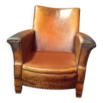Fauteuil en cuir français – Art Déco vers 1915-1920