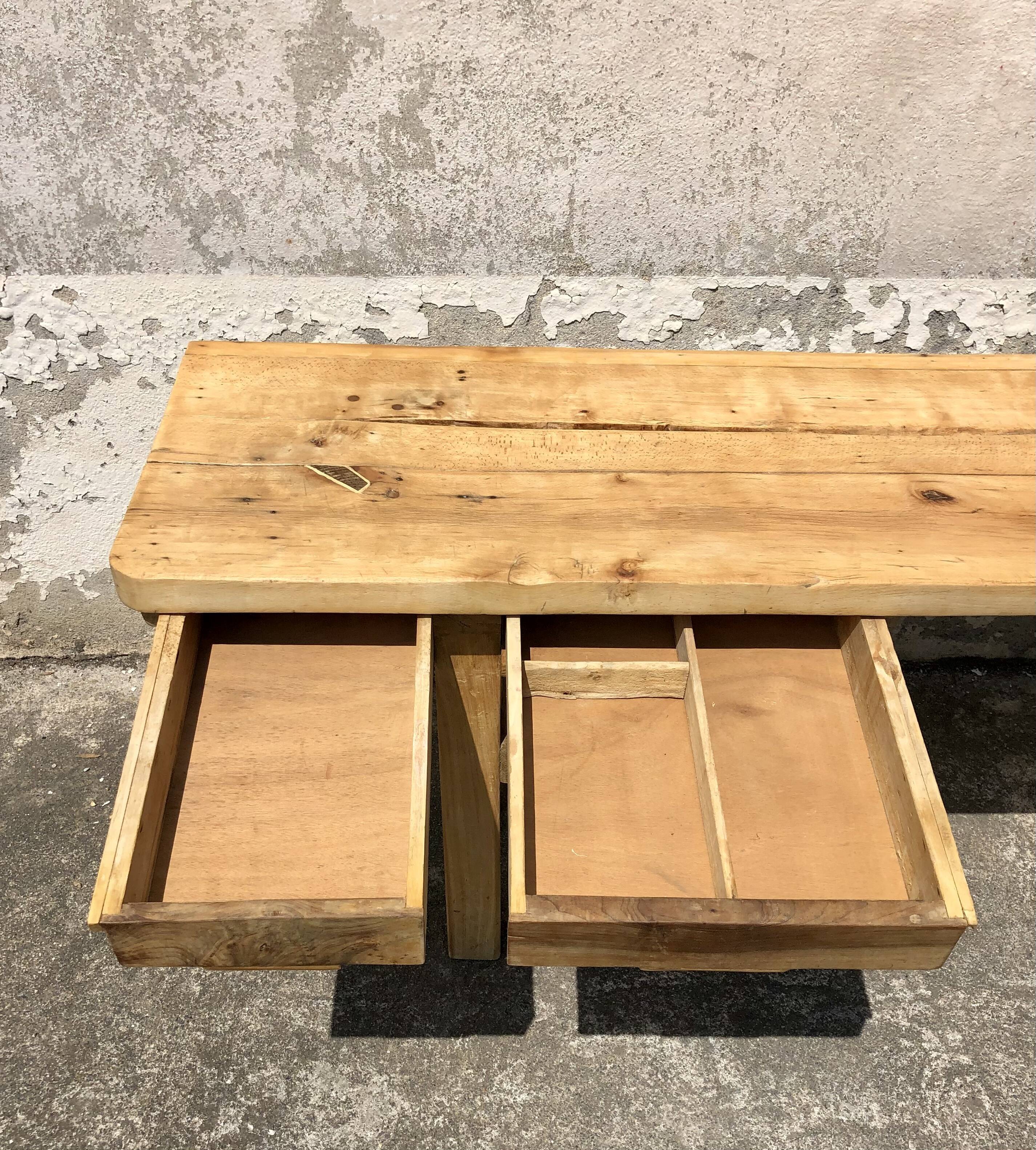 Antique kitchen workbench, vintage kitchen log