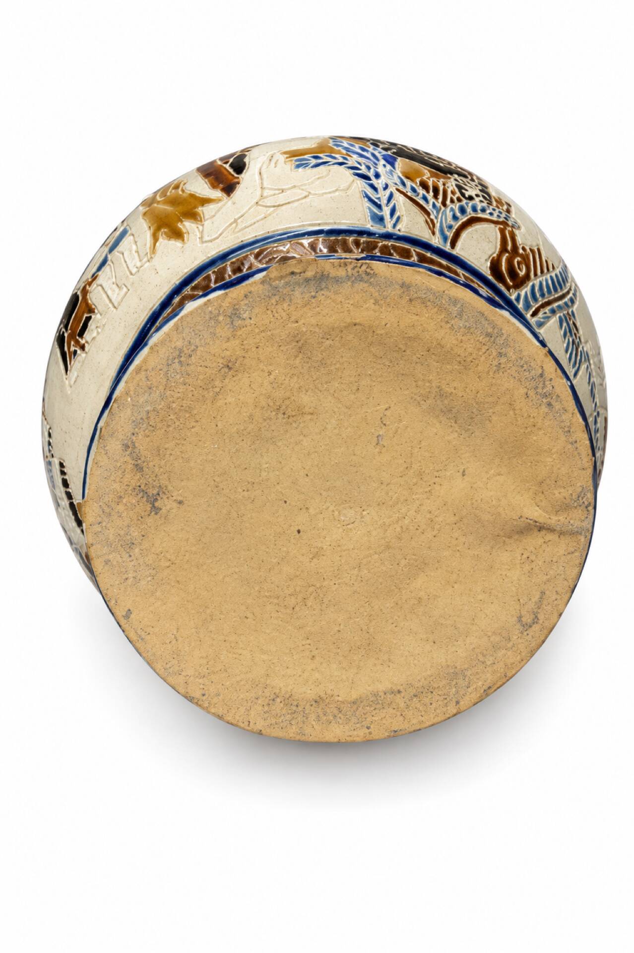 Polychrome ceramic vase in glazed stoneware
