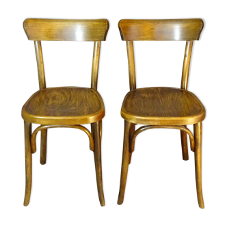 2 chaises bistrot de Fischel 1930 assises bois