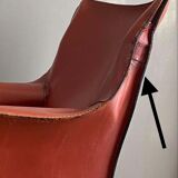 Cognac leather Cab lounge chair by Mario Bellini, 1970s