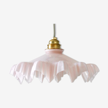 Pink draped glass pendant lamp