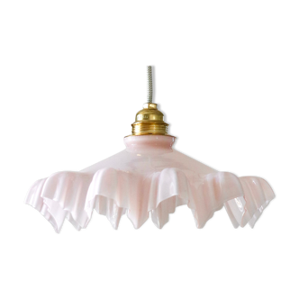 Pink draped glass pendant lamp