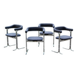 Set of 4 Space age chairs, chrome steel and buckle fabric