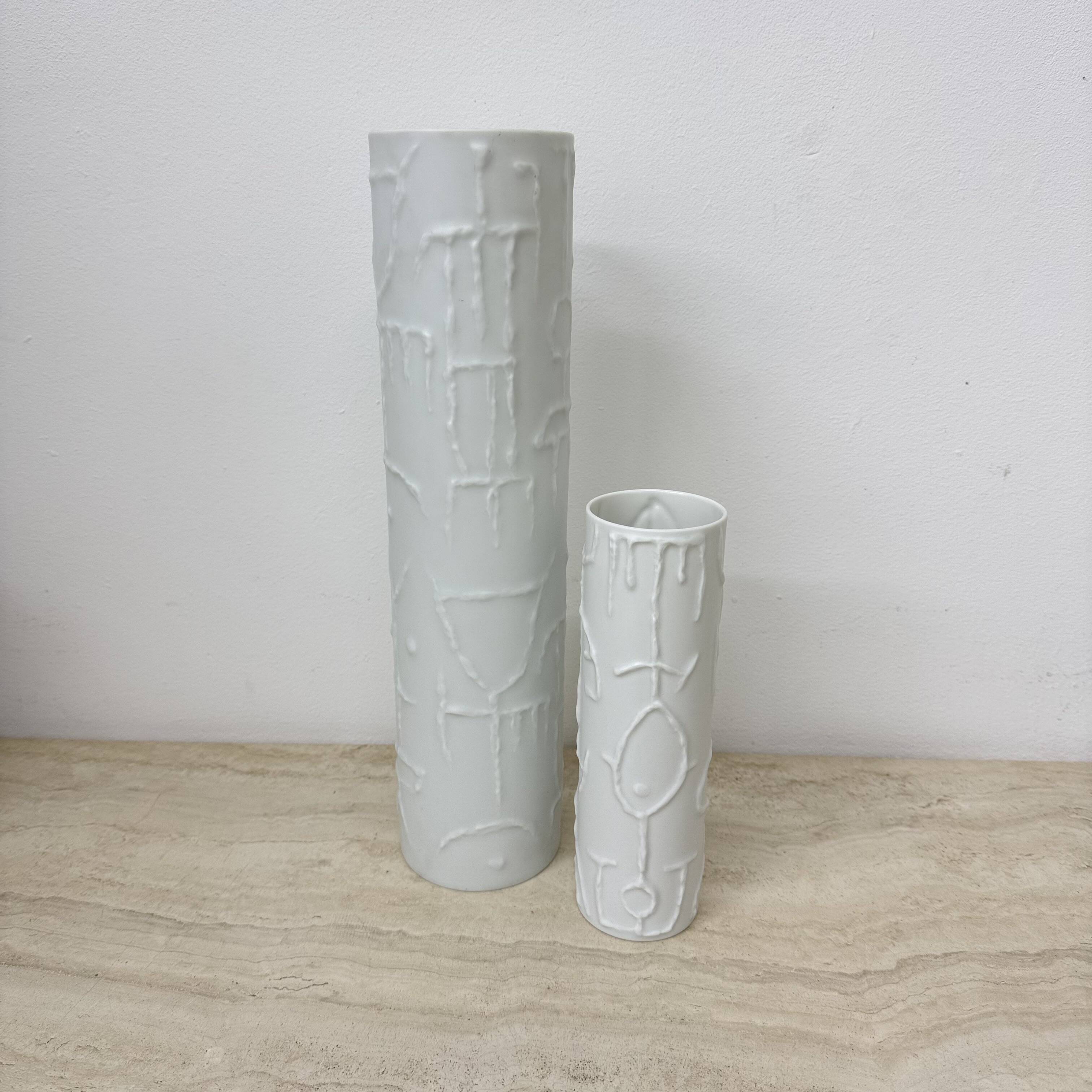 Set of 2 Abstract porcelain Vases by Cuno Fischer for Rosenthal, Germany, 1