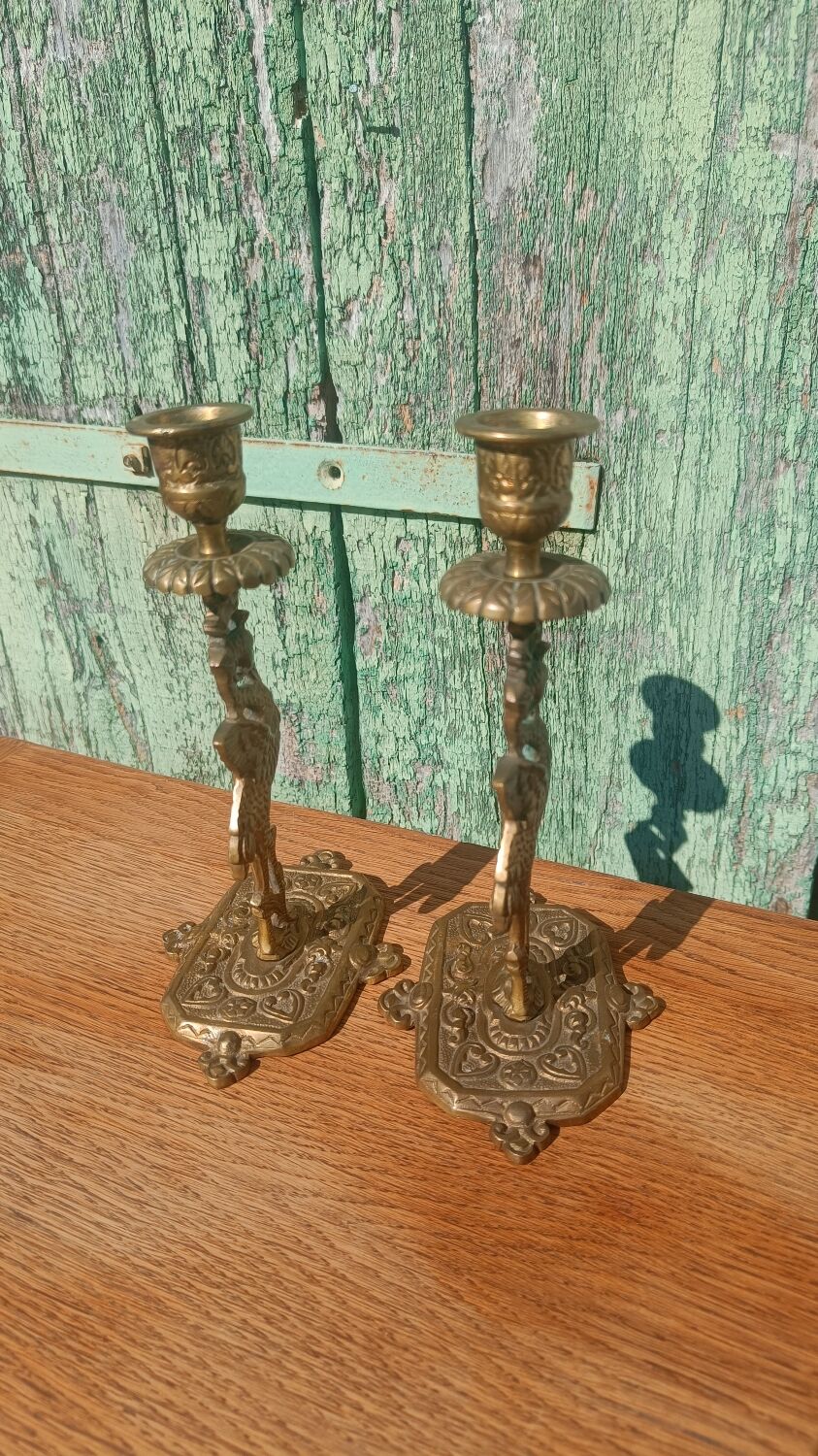 Antique bronze candlesticks