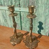 Antique bronze candlesticks