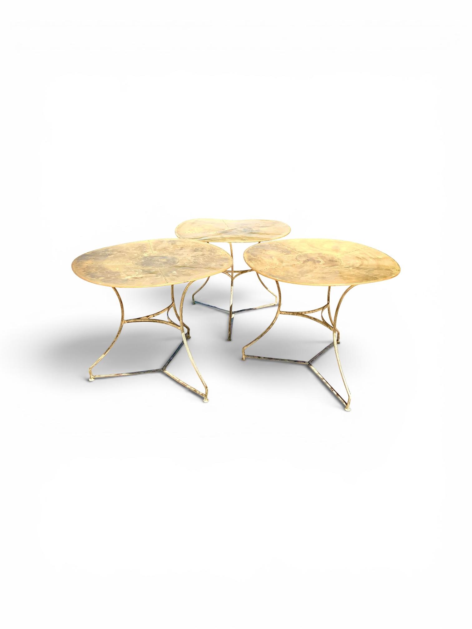 3 bistro tables brass