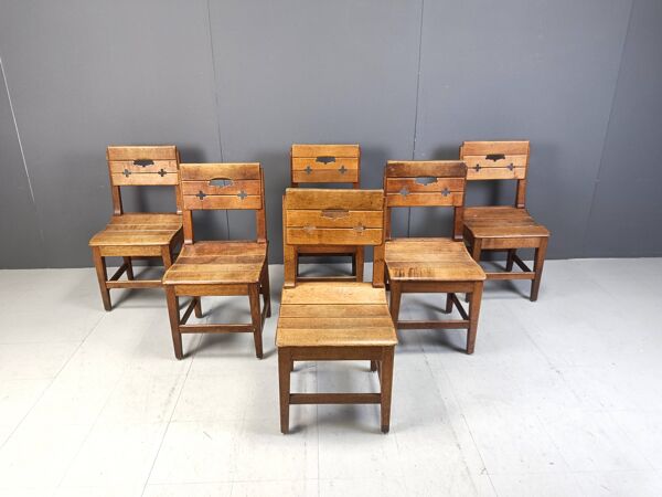 Chaises brutalistes vintage en chêne, années 1960