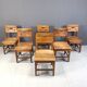 Vintage oak brutalist chairs, 1960s
