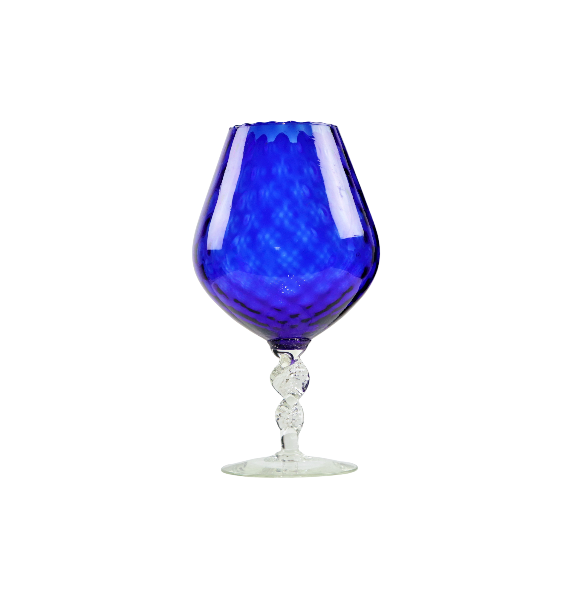 Blue glass snifter vase brandy cognac cobalt empoli italy 33cm