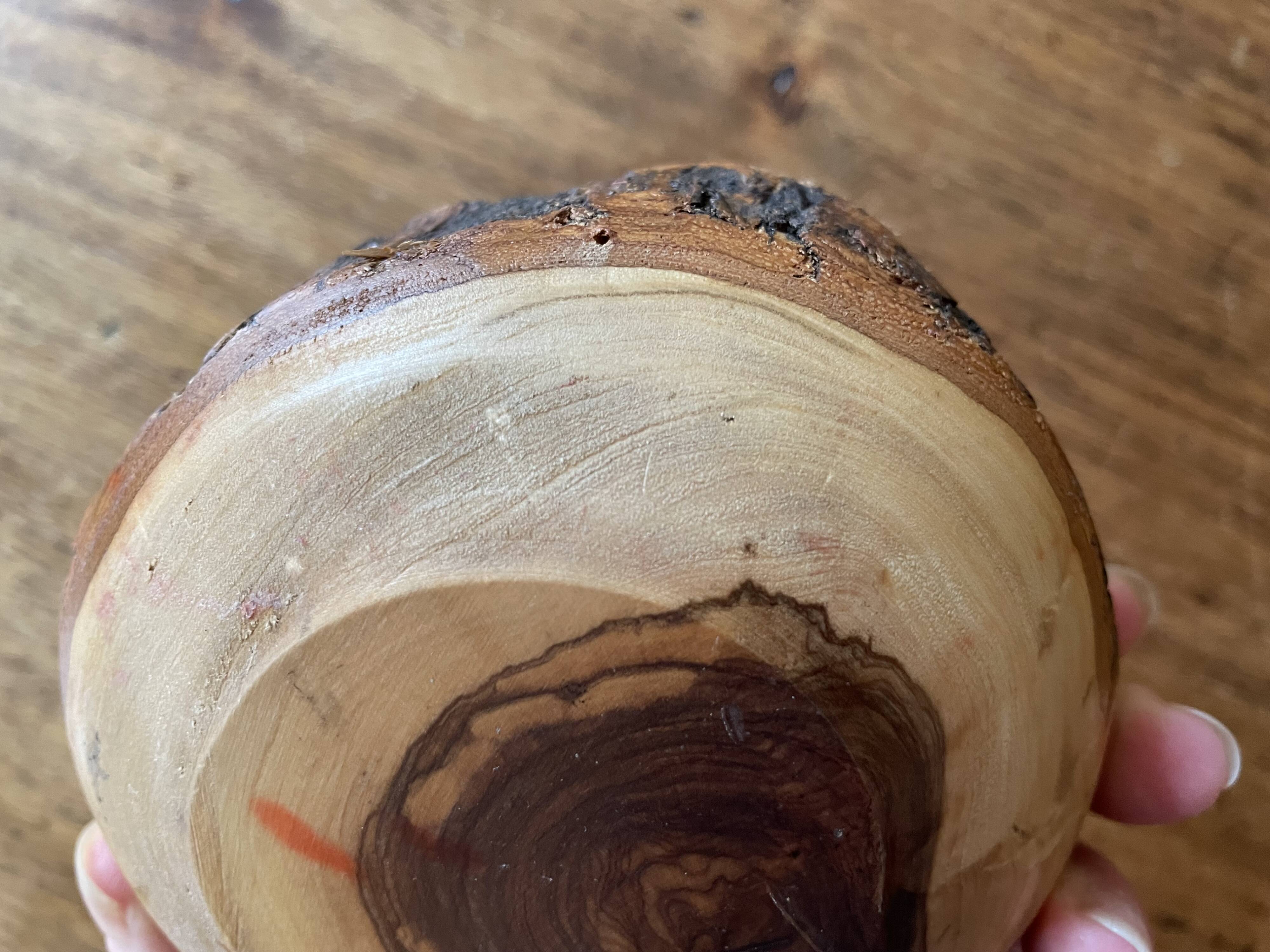 Ashtray candle holder in olive wood, old, vintage