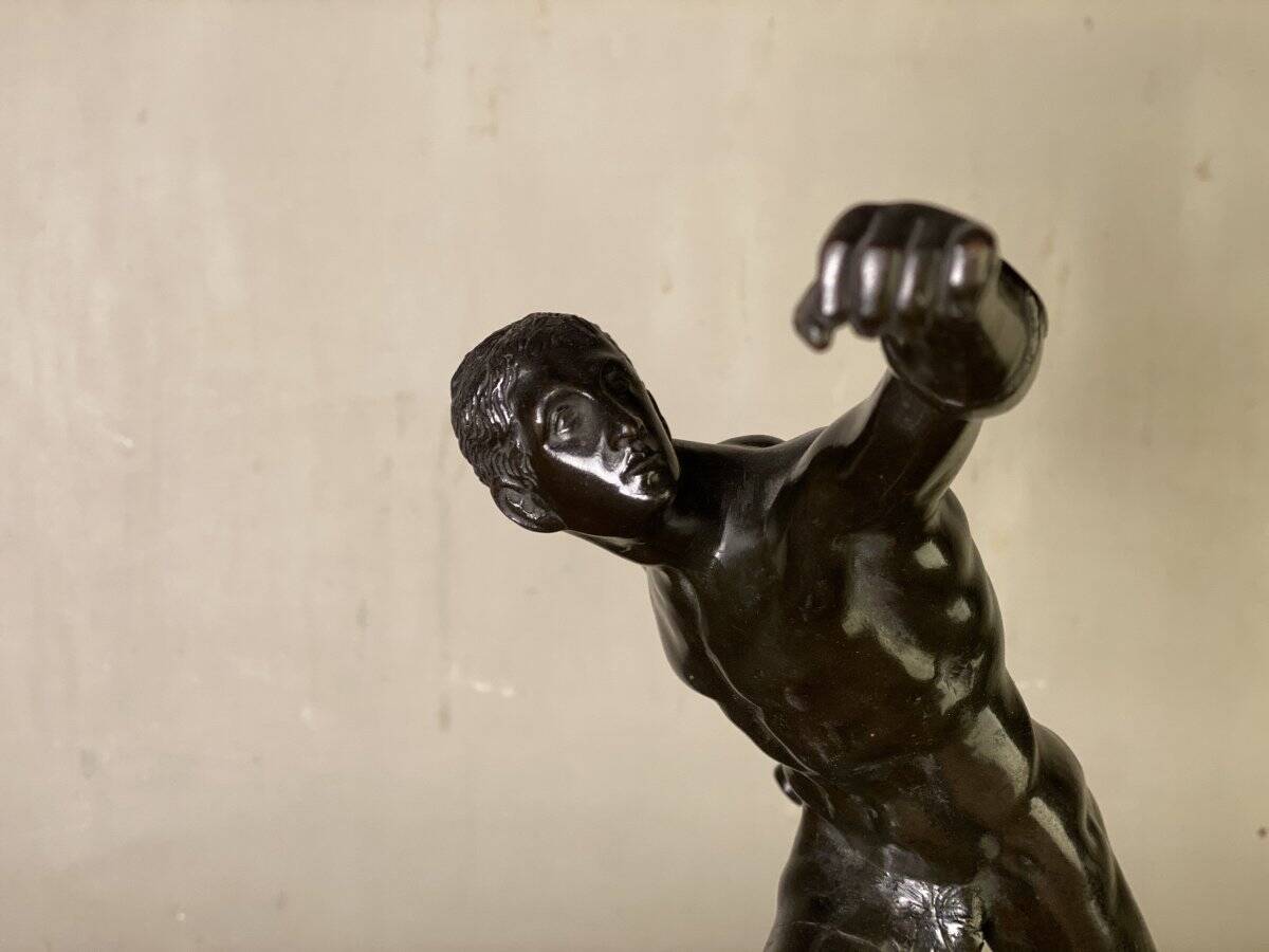 Borghese Gladiator, bronze after the antique on a marble base