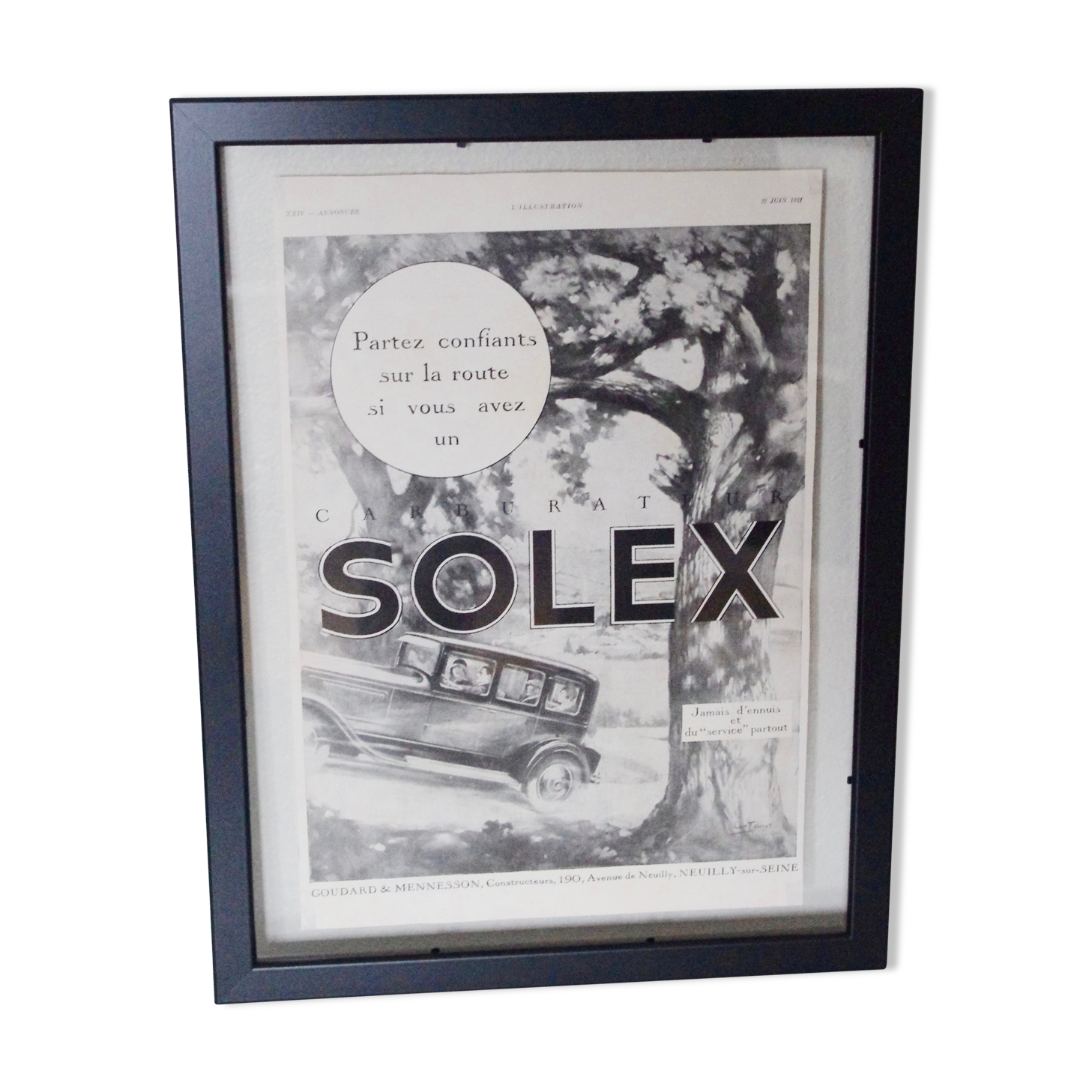 Framed advertising Solex 1931