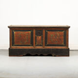 Very large painted folk art rustic farmhouse bridal chest / dresser