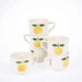 6 small coffee cups, apple decoration