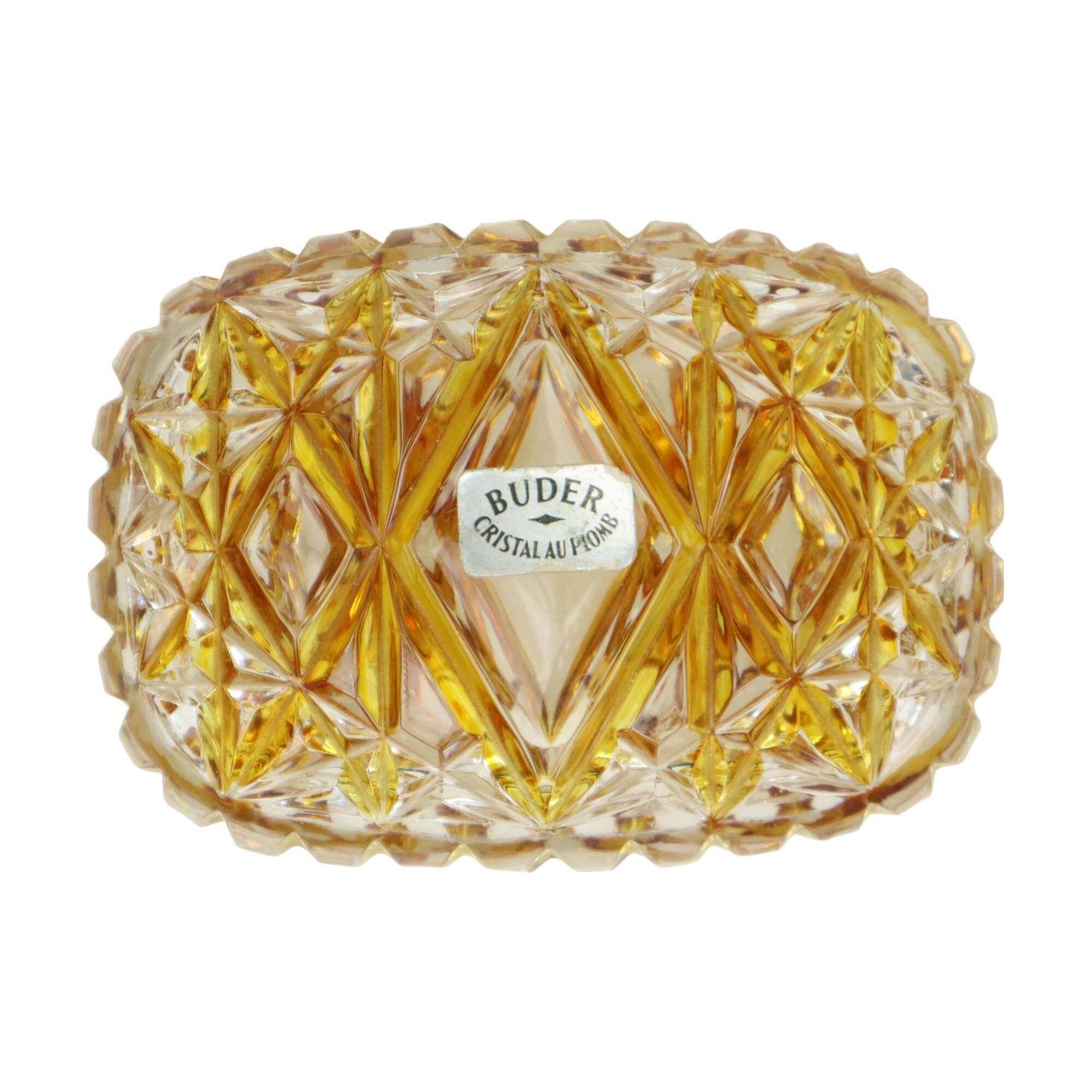 Lead Crystal Amber Perfume Toilet Set Buder Germany
