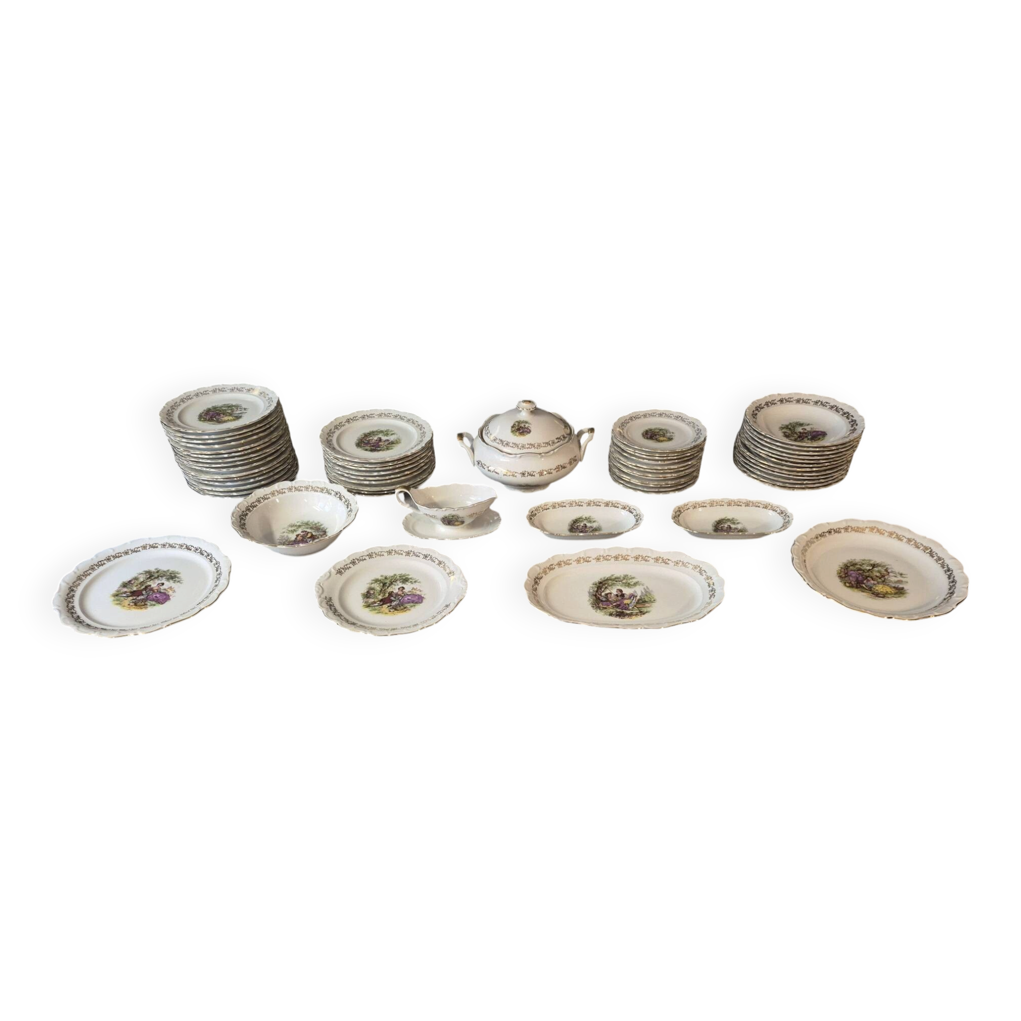 Service de vaisselle Fragonard porcelaine de Bavière Années 50/60