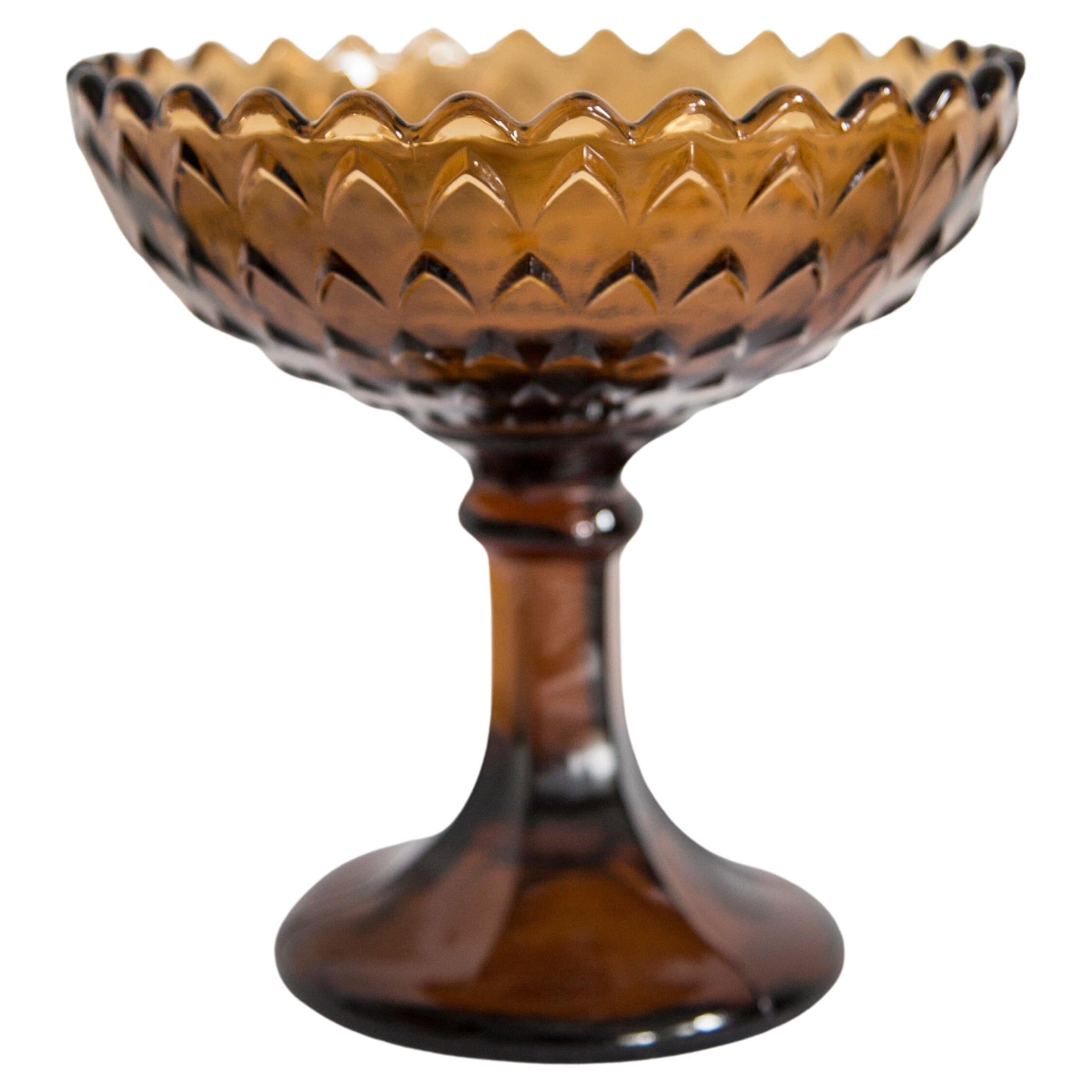 Vintage glass sugar bowl in brown, yellow, and orange, Italy, 1960s.