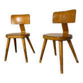 Vintage set of 2 mid century modernist beech Children's Chairs 1950s