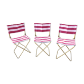 Suite of three folding chairs of Camping Lafuma  70s