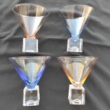 DESIGN GLASSES handcrafted in color :1 set of 2 glasses PINK AND 2 glasses BLUE