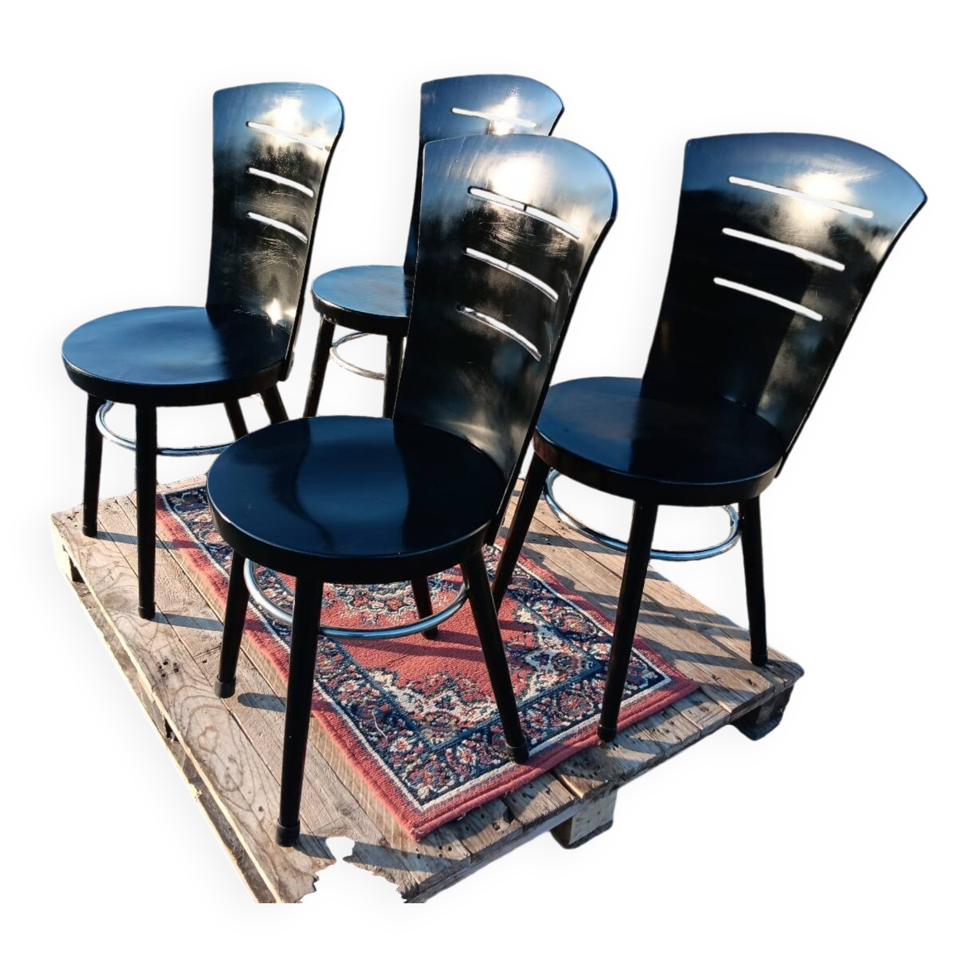 Lot of 4 vintage Baumann chairs