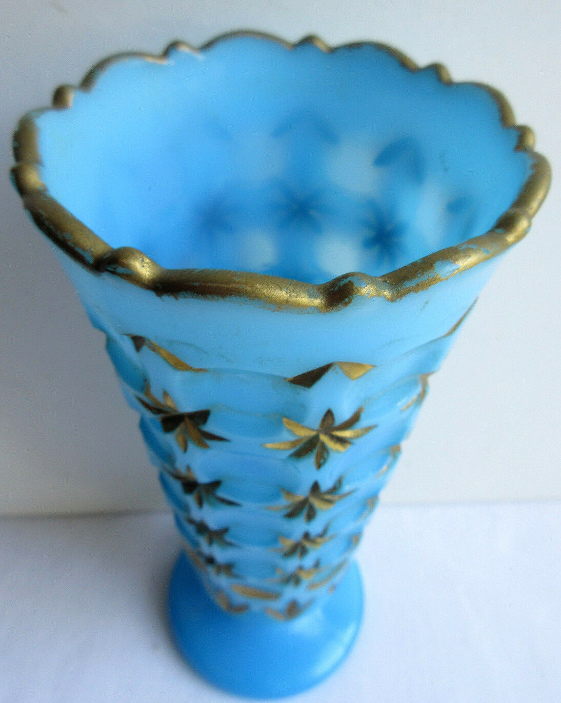 Church vase for offering to the Virgin, starry blue opaline Gold