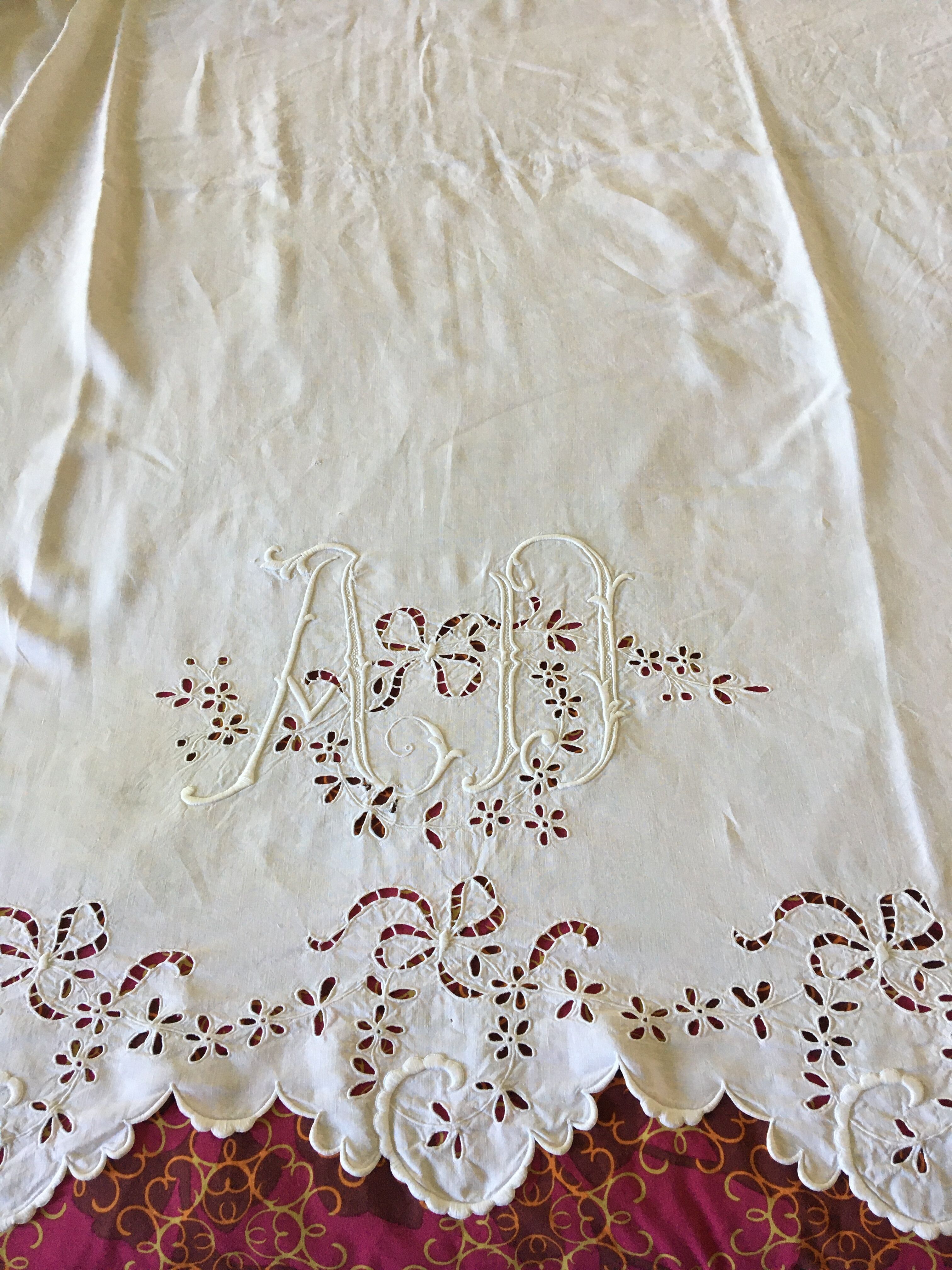 Monogrammed embroidered sheet