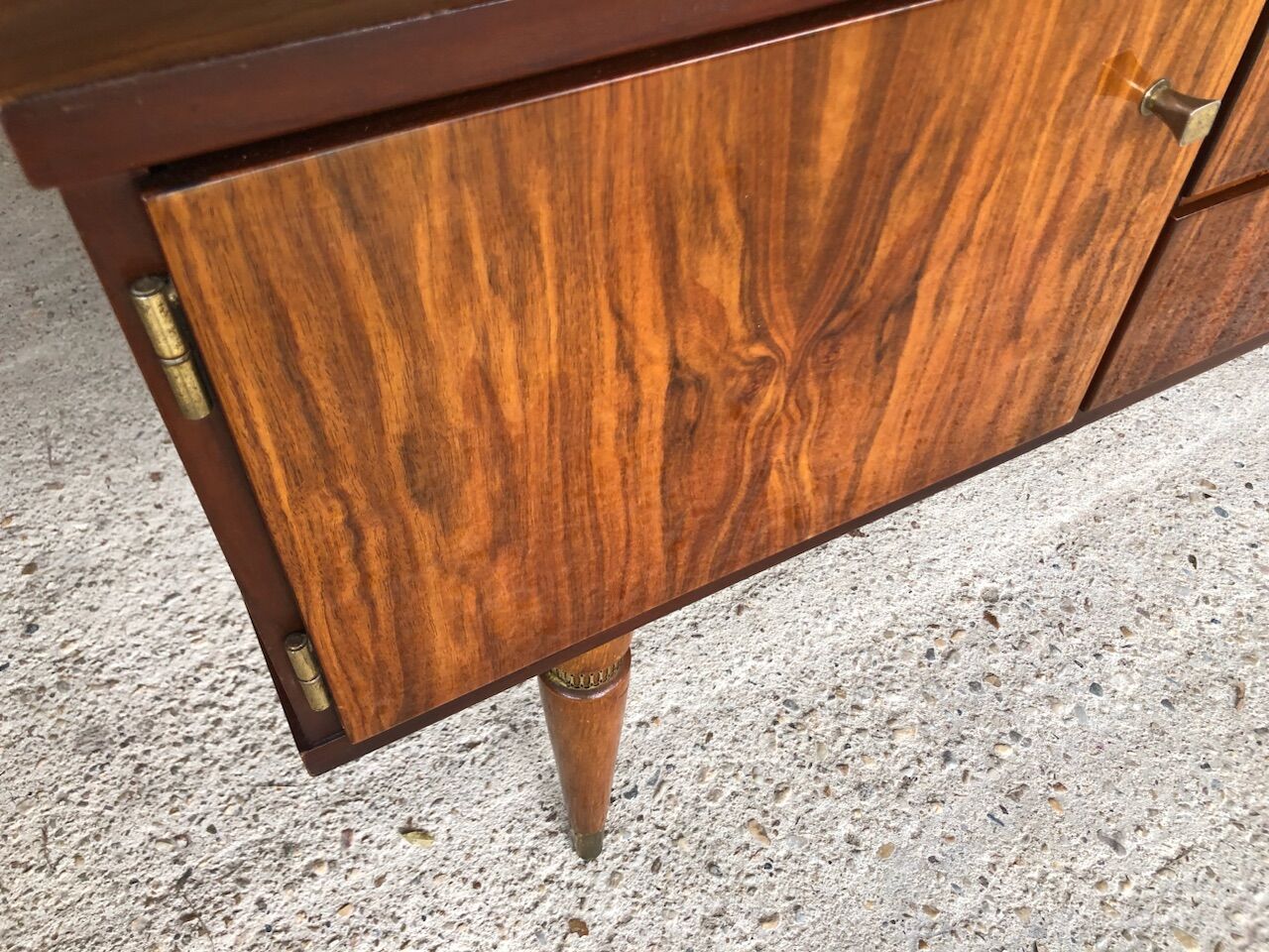 Vintage low row in flame walnut, by G N B , Circa 60