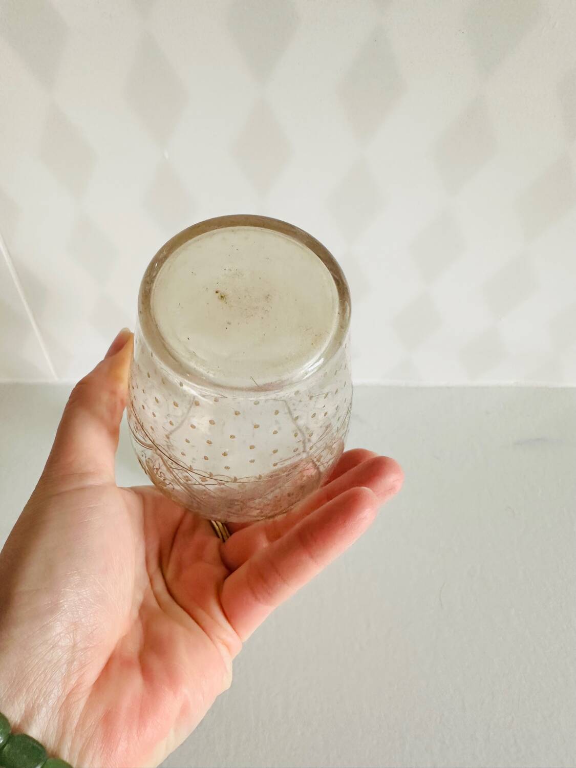 Antique chiseled glass vase from the early 1900s