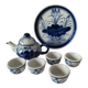 Small blue and white sake set – teapot, 5 cups and tray.