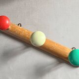 Wall-mounted coat rack wood 3 hooks, 1950s/60s.