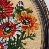 2 oval frames vintage floral embroidery