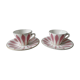 2 coffee set, Digoin, pink leaf décor, 60s
