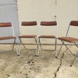70s skai chrome folding chairs