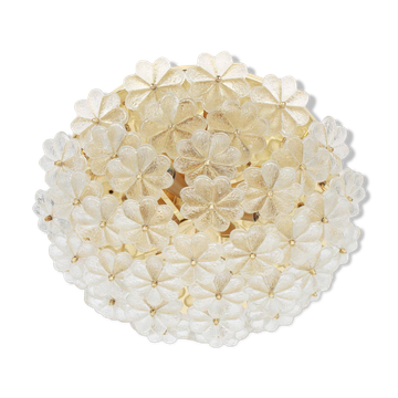 Grand plafonnier fleur en verre de Murano, Ernst Palme, Allemagne, années 1970