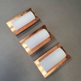 3 x Bankamp Leuchten sconces / wall lights '80s white glass / glass with a layer of copper