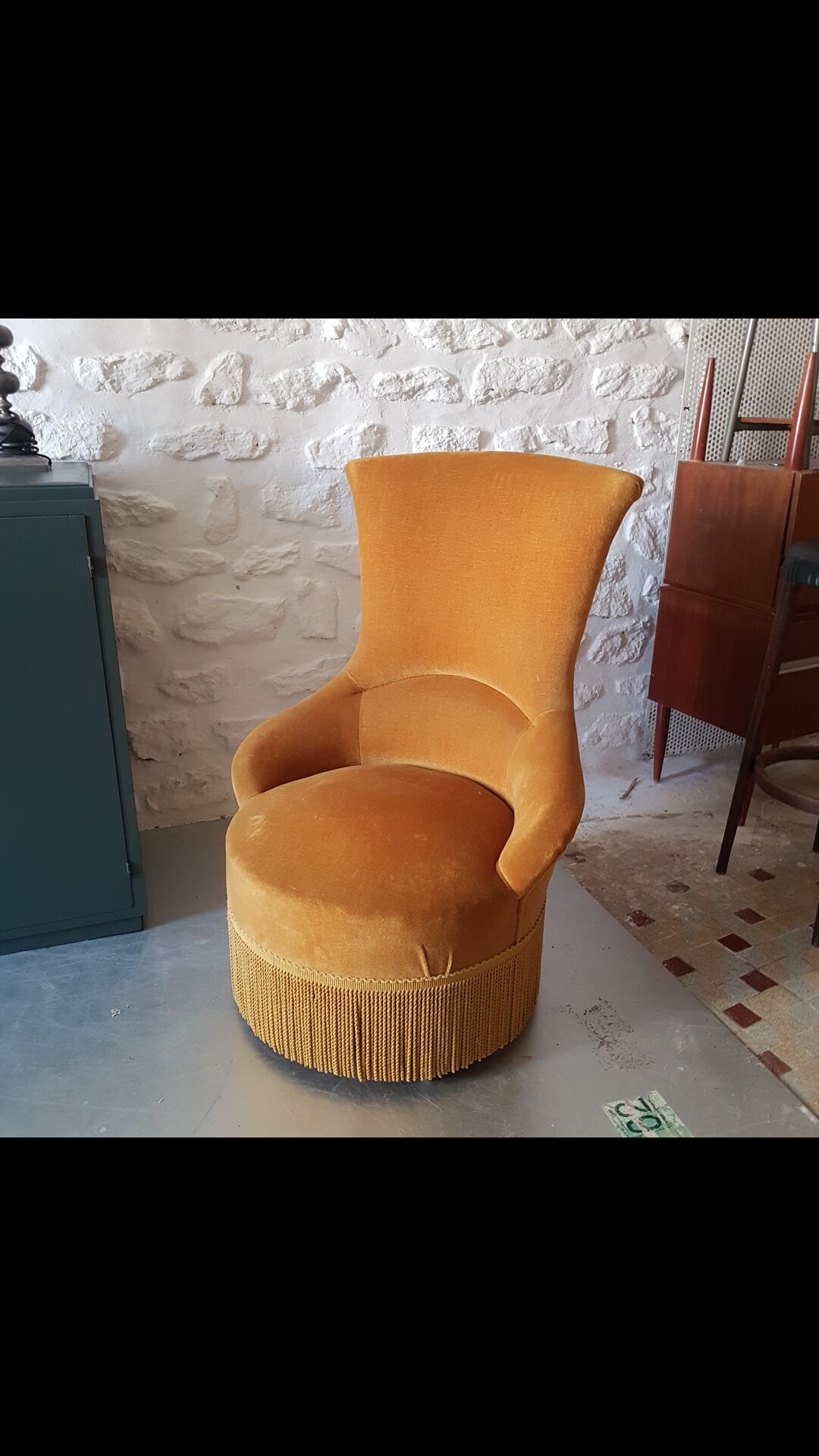 Golden fringed toad chair