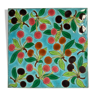 Longwy, old tile wall tile fruit decoration nineteenth