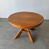 Vintage style extendable oval dining table in solid elm