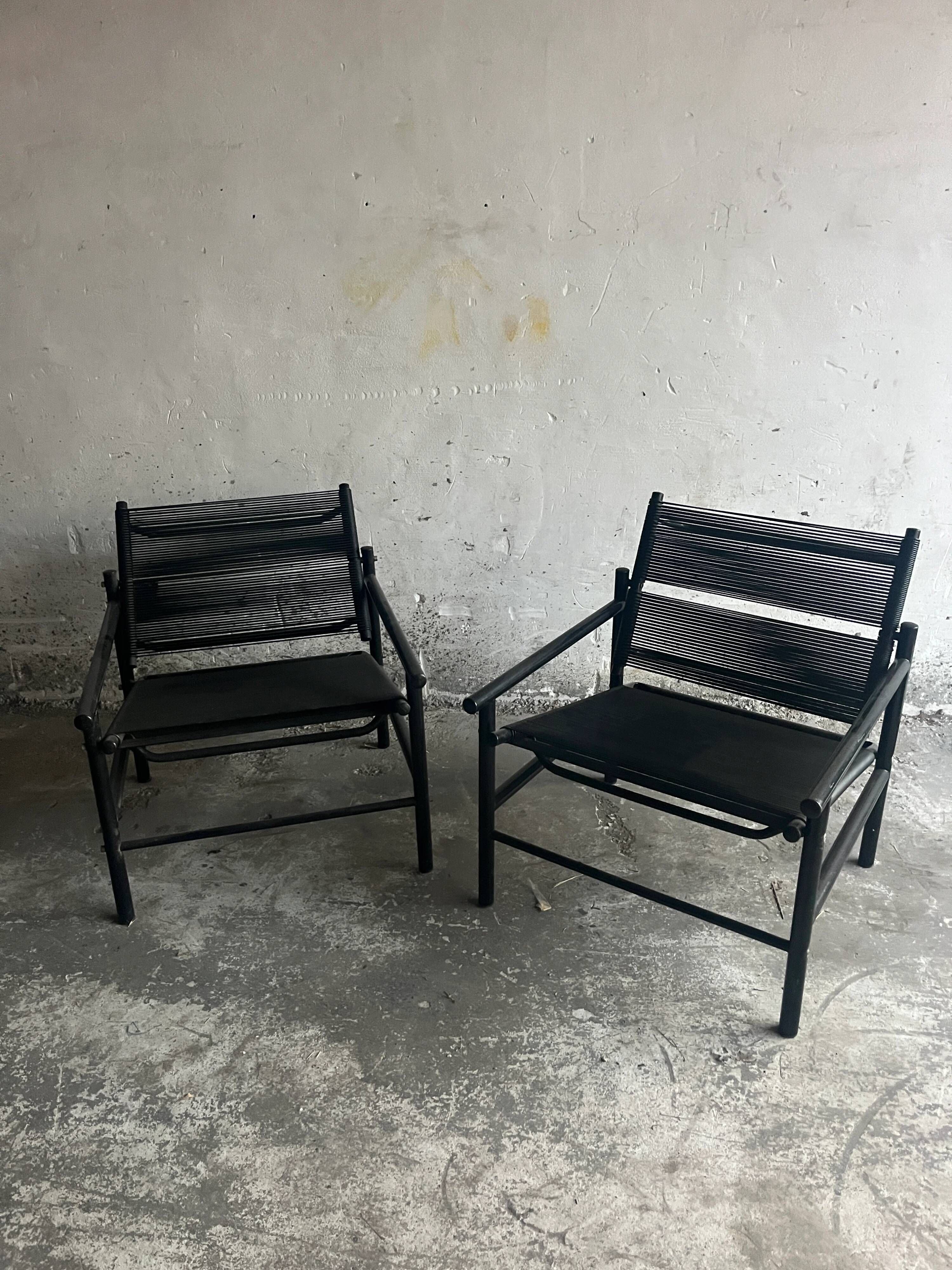 Lot de 2 fauteuils lounge « Spaghetti » par Giandomenico Belotti pour CMP Padova (années 1980)