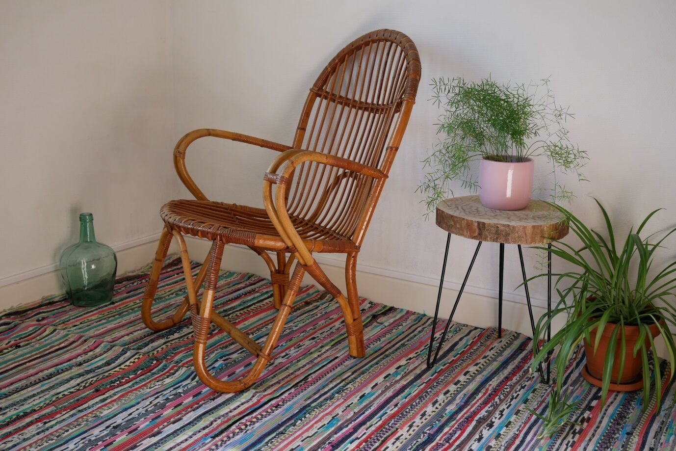 Armchair in rattan of the 1960s
