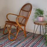 Armchair in rattan of the 1960s