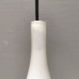 Lampe à suspension française en verre blanc laiteux, modèle gin fizz, produite par sce