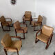 Lot 6 chairs armrests vintage 70s Scandinavian design leather and wood