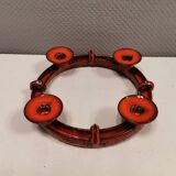 Candle holder in red ceramic, Danish from the 70s, perfect as an Advent candle holder for Christmas