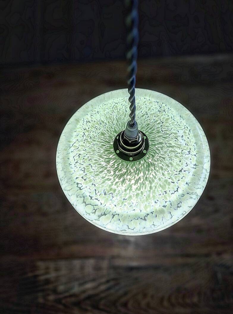 Vintage glass pendant light from Clichy